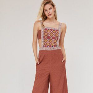 Anthropologie Embroidered Wide-Leg Jumpsuit